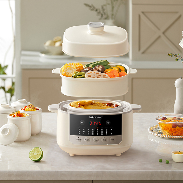 2.5L มัลติฟังก์ชั่นสตูว์พอร์ซเลนสีขาว